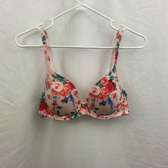 Soma Embraceable Full Coverage Floral Blue Jay Pink 34C Bra - Picture 12 of 12